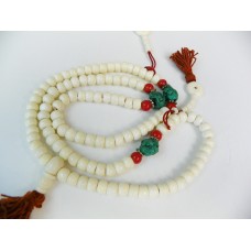 M490 Auspicious 108 Bone Beads Handmade Tibetan Prayer Mala for Meditation